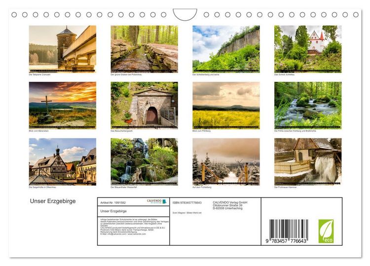 Produktbild: Unser Erzgebirge (Wandkalender 2026 DIN A4 quer), CALVENDO Monatskalender