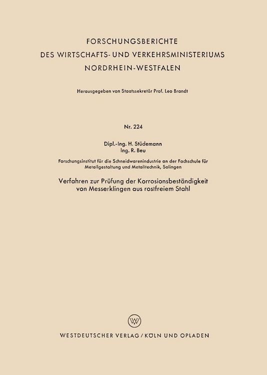 Produktbild: Verfahren zur Pr&uuml;fung der Korrosionsbest&auml;ndigkeit von Messerklingen aus rostfreiem Stahl
