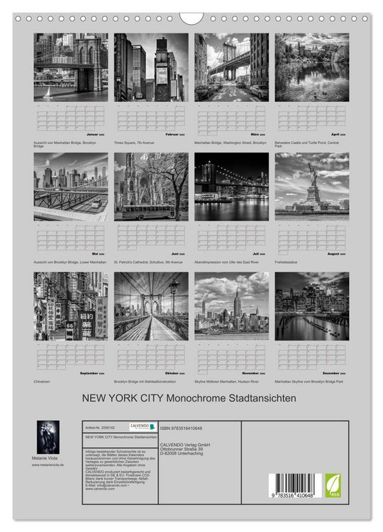 Produktbild: NEW YORK CITY Monochrome Stadtansichten (Wandkalender 2026 DIN A3 hoch), CALVENDO Monatskalender