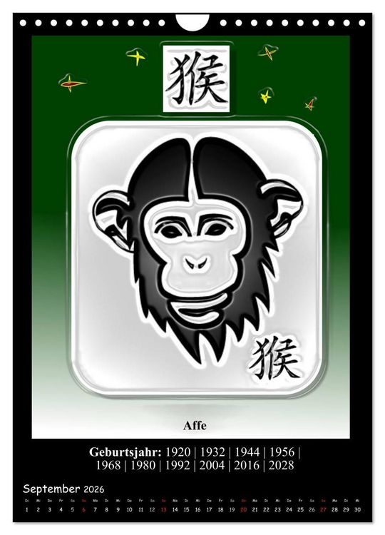 Produktbild: Chinesisches Horoskop (Wandkalender 2026 DIN A4 hoch), CALVENDO Monatskalender