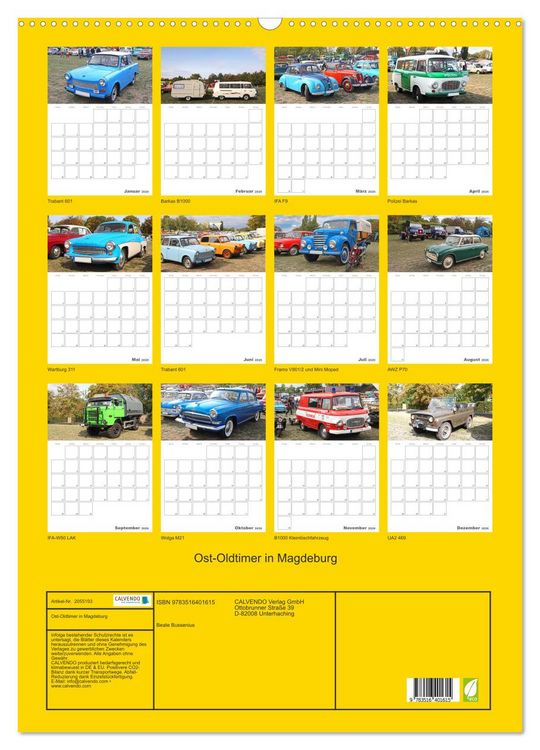 Produktbild: Ost-Oldtimer in Magdeburg (Wandkalender 2026 DIN A2 hoch), CALVENDO Monatskalender