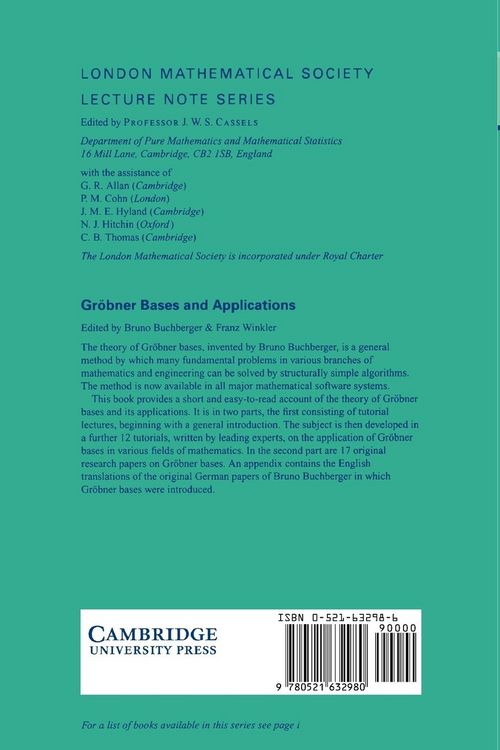 Produktbild: Grobner Bases and Applications