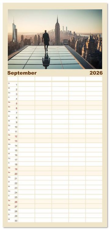 Produktbild: Familienplaner 2026 - Einsamkeit in Architektur mit 5 Spalten (Wandkalender, 21 x 45 cm) CALVENDO
