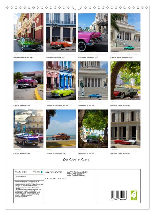 Produktbild: Old Cars of Cuba (Wandkalender 2026 DIN A3 hoch), CALVENDO Monatskalender