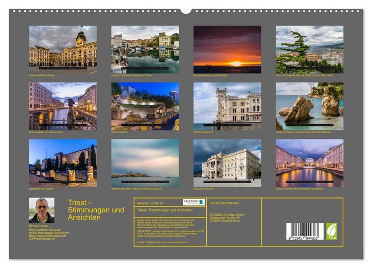 Produktbild: Triest - Stimmungen und Ansichten (hochwertiger Premium Wandkalender 2026 DIN A2 quer), Kunstdruck in Hochglanz