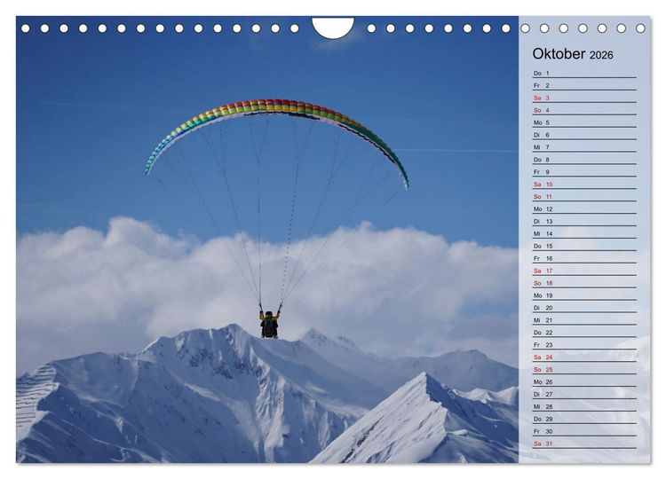 Produktbild: Gleitschirmfliegen in den Tuxer Alpen (Wandkalender 2026 DIN A4 quer), CALVENDO Monatskalender
