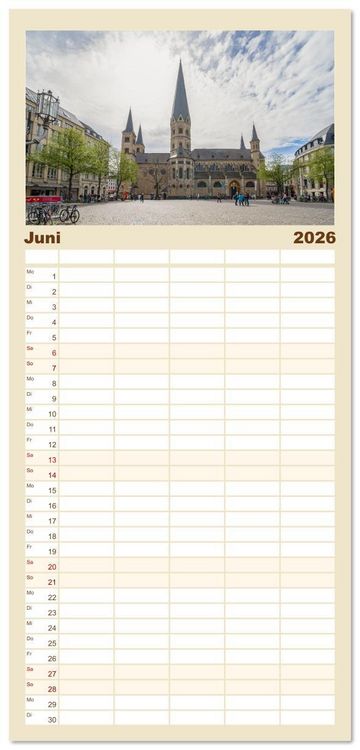 Produktbild: Familienplaner 2026 - Bonn Impressionen mit 5 Spalten (Wandkalender, 21 x 45 cm) CALVENDO