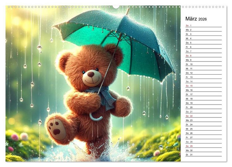Produktbild: Teddys - Die Jahresreise der KI-Teddyb&auml;ren (Wandkalender 2026 DIN A2 quer), CALVENDO Monatskalender