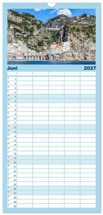 Produktbild: Familienplaner 2027 - Amalfi - Traumhafte K&uuml;ste zwischen Himmel und Meer mit 5 Spalten (Wandkalender, 21 x 45 cm) CALVENDO
