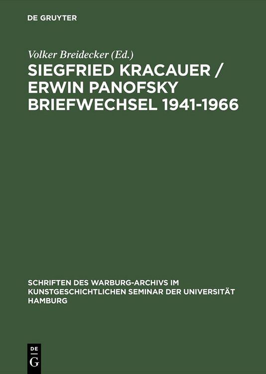 Produktbild: Siegfried Kracauer / Erwin Panofsky Briefwechsel 1941-1966