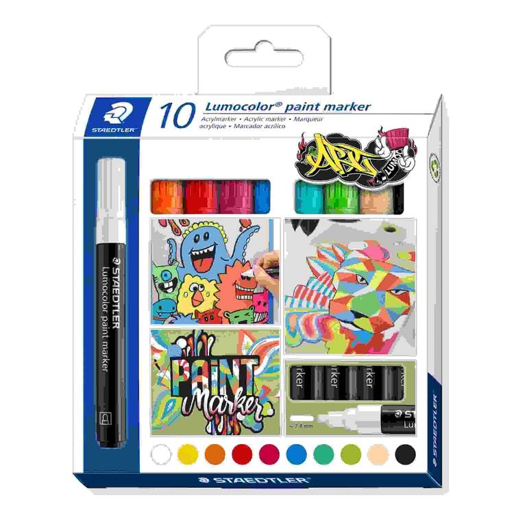 Produktbild: STAEDTLER Mars Lumocolor Schreib- und Zeichbedarf Lumocolor paint marker Acryl-Marker m. Rundspitze, 10er Set