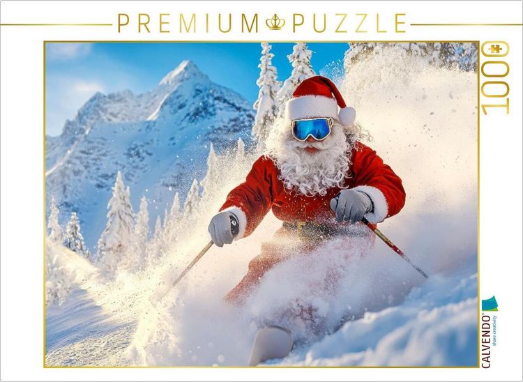 Produktbild: CALVENDO Puzzle Hui - der Weihnachtsmann hat es wohl eilig | 1000 Teile Lege-Gr&ouml;&szlig;e 64x48cm Foto-Puzzle f&uuml;r gl&uuml;ckliche Stunden