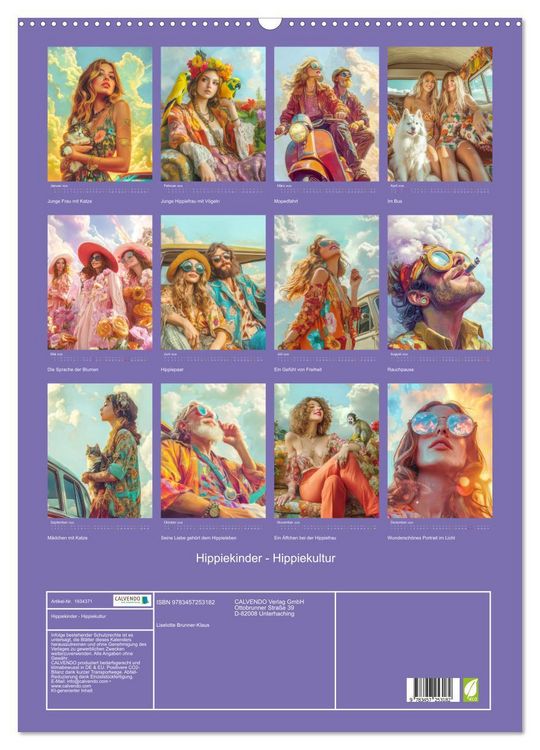 Produktbild: Hippiekinder - Hippiekultur (Wandkalender 2026 DIN A2 hoch), CALVENDO Monatskalender
