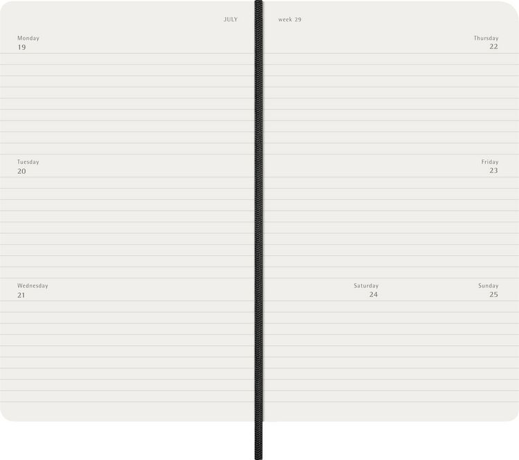 Produktbild: Moleskine 12 Monate Wochen Notizkalender 2027, Large/A5, 1 Wo = 2 Seiten, linierte Seiten, Weicher Einband, Schwarz
