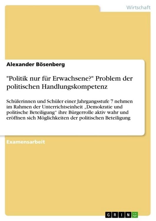 Produktbild: "Politik nur f&uuml;r Erwachsene?" Problem der politischen Handlungskompetenz