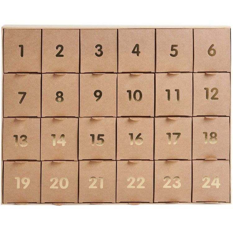 Produktbild: Adventskalender zum bef&uuml;llen, Kraft-gold, 36,5 x 29 x 6 cm
