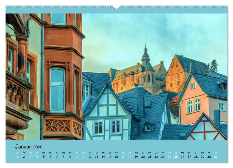 Produktbild: Malerisches Marburg (Wandkalender 2026 DIN A2 quer), CALVENDO Monatskalender