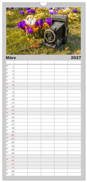 Produktbild: Familienplaner 2027 - Alte Fotoapparate, Augenzeugen der Zeit mit 5 Spalten (Wandkalender, 21 x 45 cm) CALVENDO
