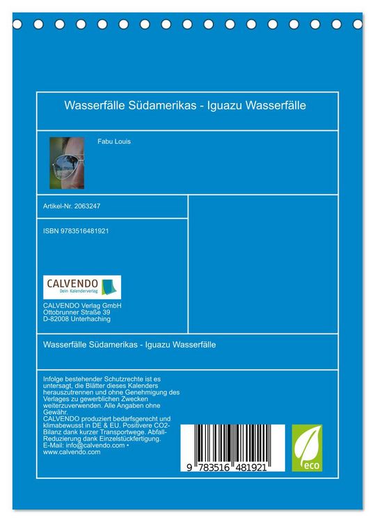 Produktbild: Wasserf&auml;lle S&uuml;damerikas - Iguazu Wasserf&auml;lle (Tischkalender 2026 DIN A5 hoch), CALVENDO Monatskalender