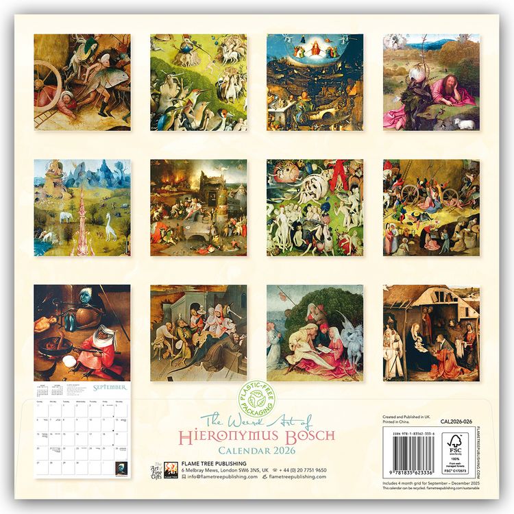 Produktbild: The Weird Art of Hieronymous Bosch &ndash; Die ungew&ouml;hnliche Kunst des Hieronymus Bosch 2026 &ndash; Original Flame Tree Publishing-Kalender [Kalender]
