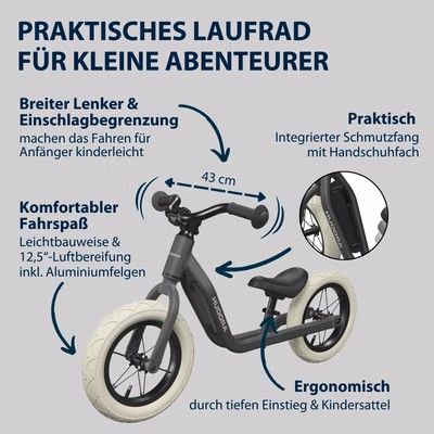 Produktbild: HUDORA 10937 - Laufrad Explory 12 cyan midnight, f&uuml;r Kinder von 90-110 cm, Sitzh&ouml;he: 27-37,5 cm