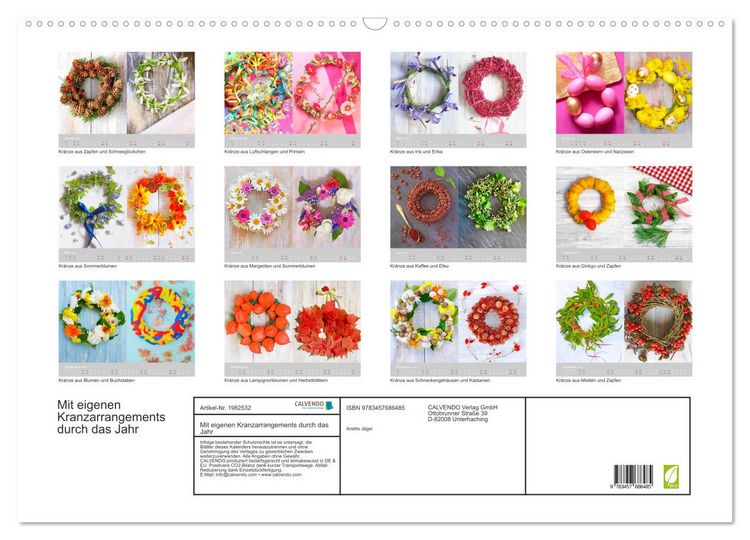 Produktbild: Mit eigenen Kranzarrangements durch das Jahr (Wandkalender 2026 DIN A2 quer), CALVENDO Monatskalender