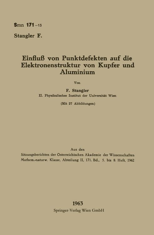 Produktbild: Einflu&szlig; von Punktdefekten auf die Elektronenstruktur von Kupfer und Aluminium