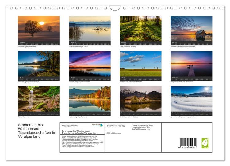 Produktbild: Ammersee bis Walchensee - Traumlandschaften im Voralpenland (Wandkalender 2026 DIN A3 quer), CALVENDO Monatskalender