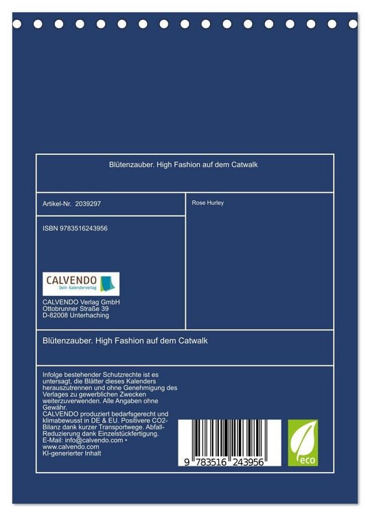 Produktbild: Bl&uuml;tenzauber. High Fashion auf dem Catwalk (Tischkalender 2026 DIN A5 hoch), CALVENDO Monatskalender