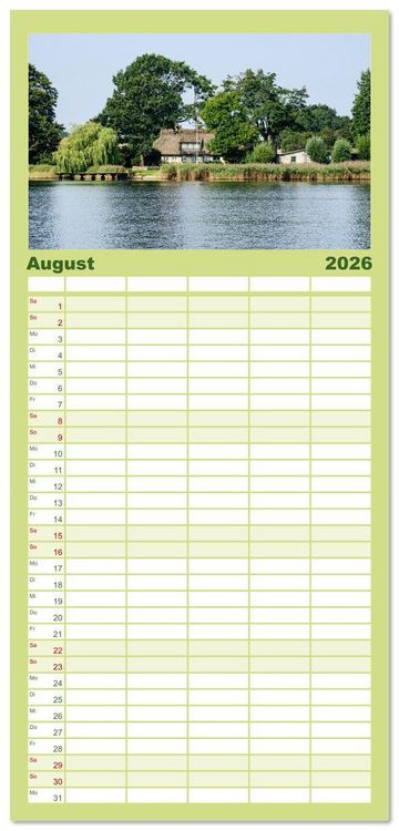 Produktbild: Familienplaner 2026 - Die Schlei - Segelrevier und Naherholungsgebiet mit 5 Spalten (Wandkalender, 21 x 45 cm) CALVENDO