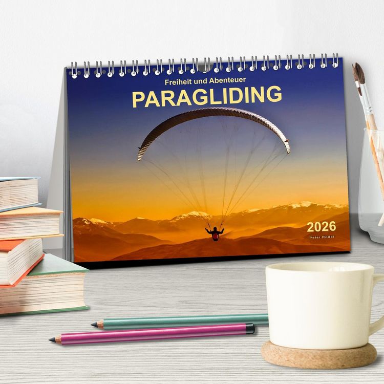 Produktbild: Freiheit und Abenteuer - Paragliding (Tischkalender 2026 DIN A5 quer), CALVENDO Monatskalender