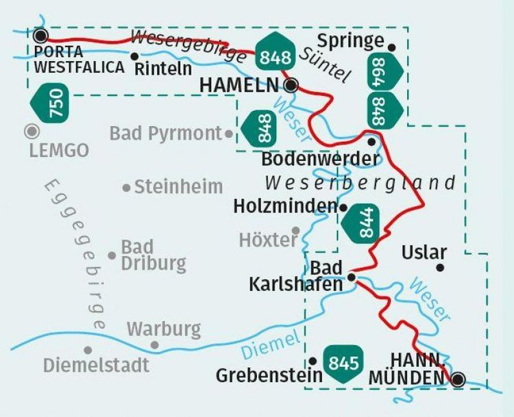 Produktbild: KOMPASS Wanderkarte 819 Weserbergland-Weg 1:50.000