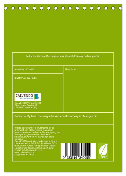 Produktbild: Keltische Mythen. Die magische Anderwelt-Fantasy im Manga-Stil (Tischkalender 2026 DIN A5 hoch), CALVENDO Monatskalender