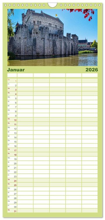 Produktbild: Familienplaner 2026 - Gent - staunen und erleben mit 5 Spalten (Wandkalender, 21 x 45 cm) CALVENDO