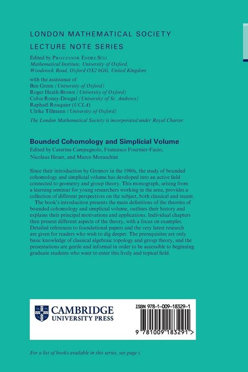Produktbild: Bounded Cohomology and Simplicial Volume