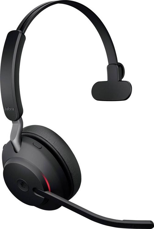 Produktbild: Jabra Evolve2 65 monaural On Ear Headset Bluetooth&reg; Mono Schwarz Lautst&auml;rkeregelung, Batterieladeanzeige, Mikrofon-Stummschaltung Telefon