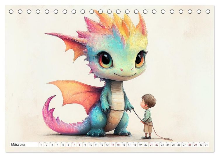 Produktbild: Dinozauber &ndash; Wenn Urzeitbewohner zu Freunden werden (Tischkalender 2026 DIN A5 quer), CALVENDO Monatskalender