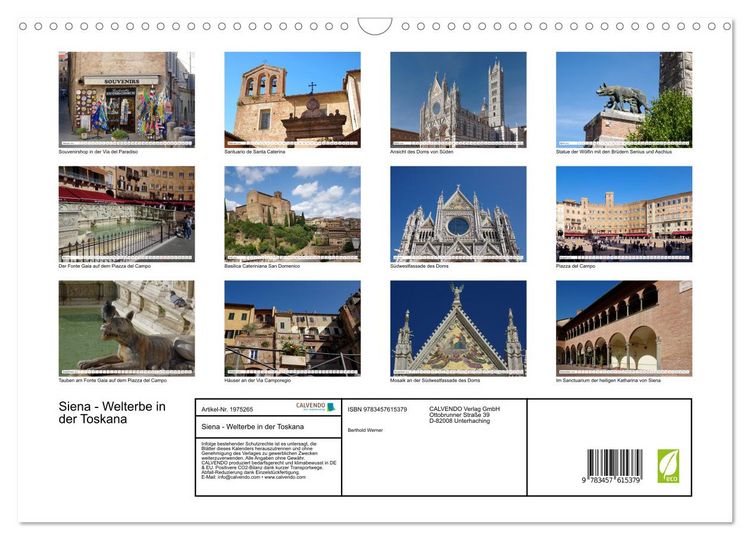 Produktbild: Siena - Welterbe in der Toskana (Wandkalender 2026 DIN A3 quer), CALVENDO Monatskalender