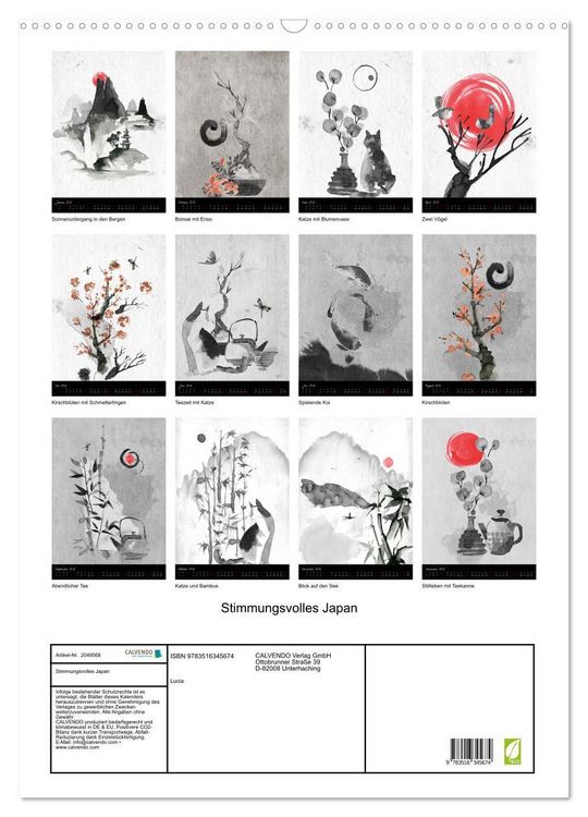 Produktbild: Stimmungsvolles Japan (Wandkalender 2026 DIN A2 hoch), CALVENDO Monatskalender