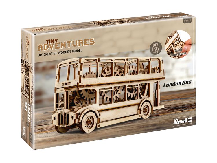 Produktbild: Tiny Adventures - London Bus, Funktionsmodell aus Holz zum Zusammenbauen