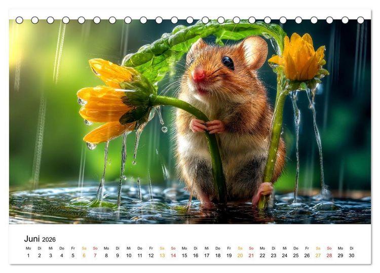 Produktbild: Regen? Na und! M&auml;use (Tischkalender 2026 DIN A5 quer), CALVENDO Monatskalender