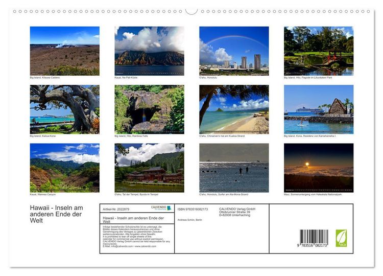 Produktbild: Hawaii - Inseln am anderen Ende der Welt (hochwertiger Premium Wandkalender 2026 DIN A2 quer), Kunstdruck in Hochglanz