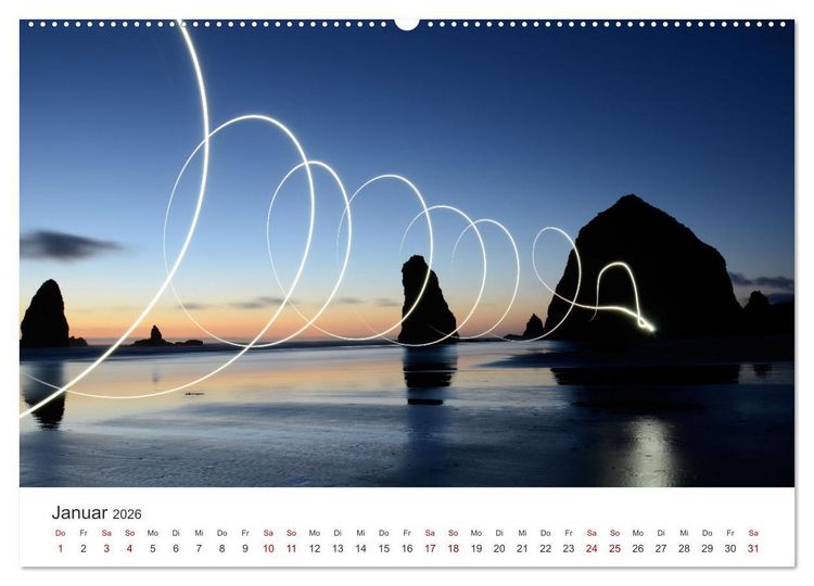 Produktbild: Lightpainting - Malen mit Licht und Zeit (Wandkalender 2026 DIN A2 quer), CALVENDO Monatskalender