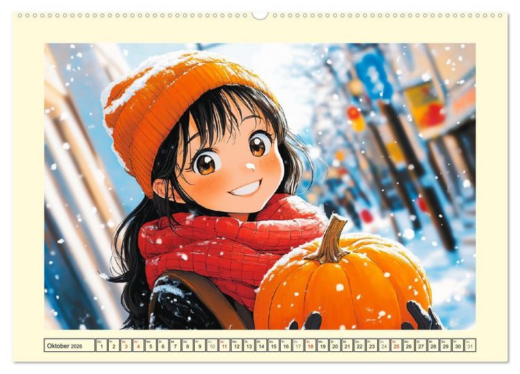 Produktbild: Manga M&auml;dchen. Ein Jahr voller Stadtabenteuer (Wandkalender 2026 DIN A2 quer), CALVENDO Monatskalender