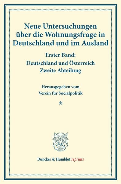 Produktbild: Neue Untersuchungen &uuml;ber die Wohnungsfrage in Deutschland und im Ausland.