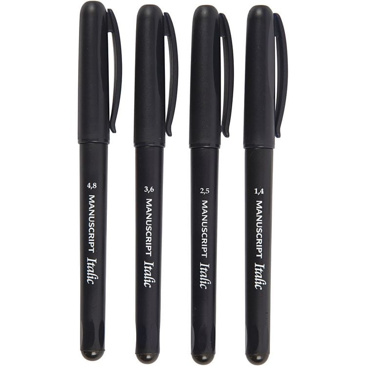 Produktbild: Creativ Company Kalligrafie-Marker, Strichst&auml;rke, 1,4+2,5+3,6+4,8 mm, Schwarz, 4 Stk