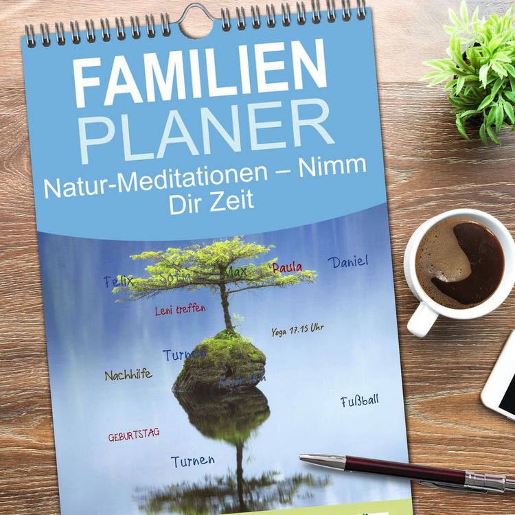 Produktbild: Familienplaner 2026 - Natur-Meditationen &ndash; Nimm Dir Zeit mit 5 Spalten (Wandkalender, 21 x 45 cm) CALVENDO