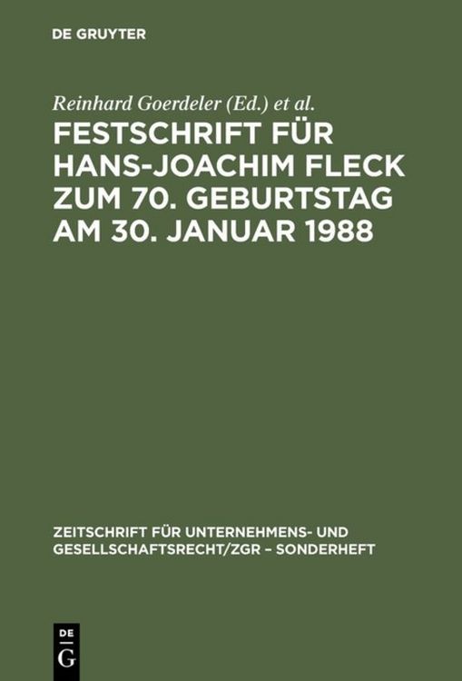 Produktbild: Festschrift f&uuml;r Hans-Joachim Fleck zum 70. Geburtstag am 30. Januar 1988