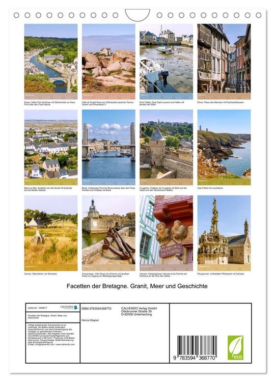 Produktbild: Facetten der Bretagne. Granit, Meer und Geschichte (Wandkalender 2027 DIN A4 hoch), CALVENDO Monatskalender