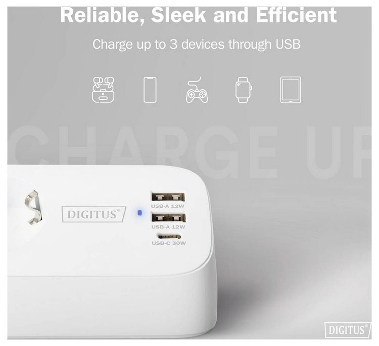 Produktbild: Digitus DA-70626 Tischsteckdose Wei&szlig; Schutzkontakt 1St.